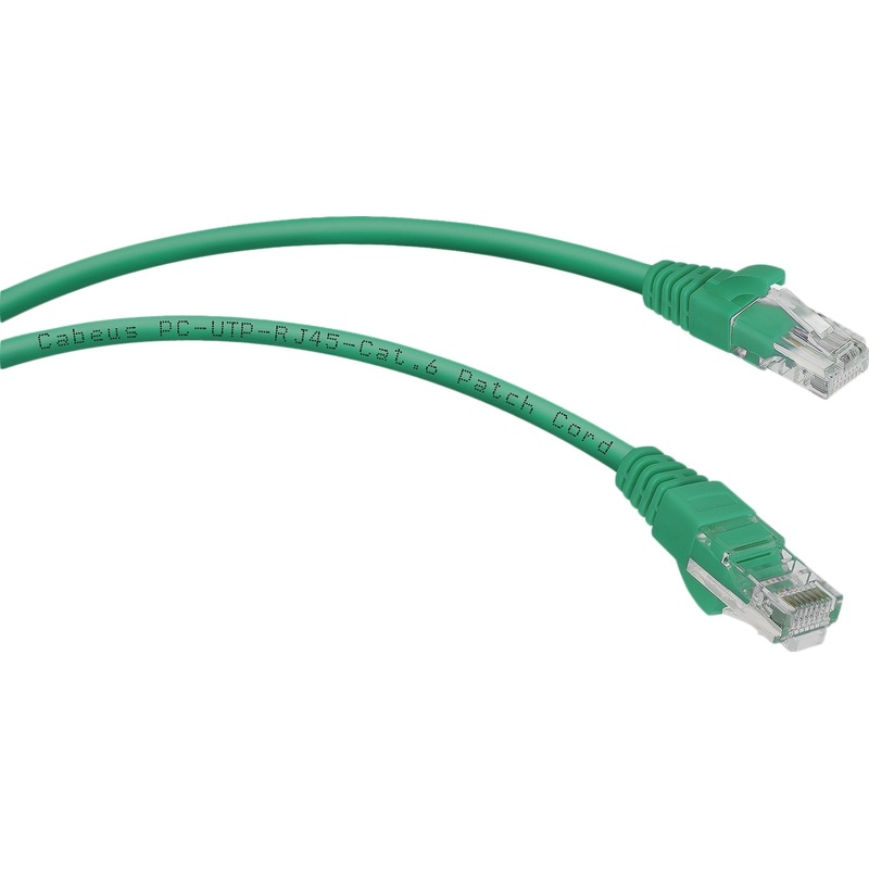 Изображение товара Патч-корд Cabeus Cat.6 5м зелёный с RJ-45 для высокой скорости передачи Изображение товара Патч-корд Cabeus Cat.6 5м зелёный с RJ-45 для высокой скорости передачи