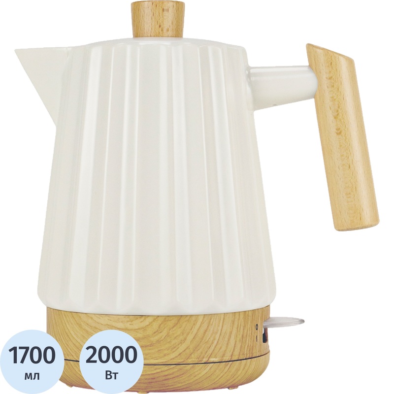 Изображение товара Электрический чайник Centek CT-0068 белый 1700 мл 2000 Вт керамика