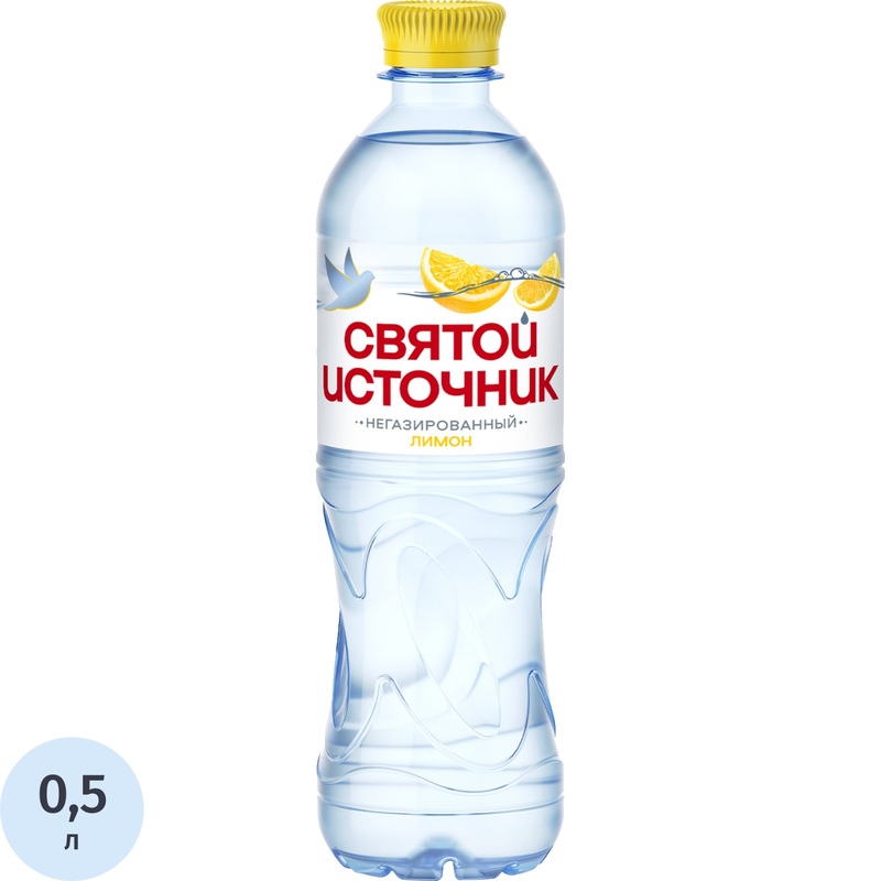 Изображение товара Вода питьевая Святой источник негазированная со вкусом лимона 0.5 л