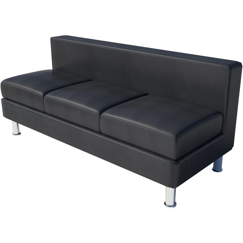 Изображение товара Модуль дивана Лайт 3 места черный из искусственной кожи Россия