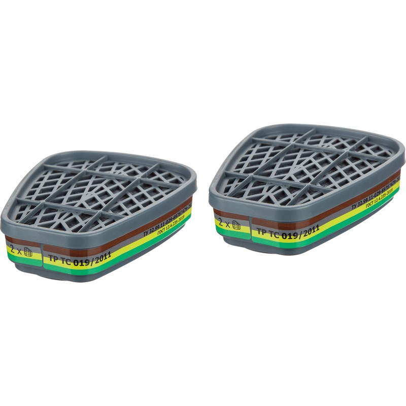 Изображение товара Фильтр противогазовый PHSV 92001 A1B1E1K1 с угольным слоем 2 шт для промышленной защиты