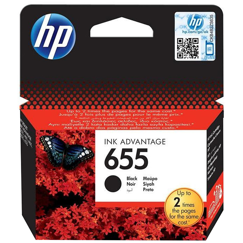 Изображение товара HP 655 CZ109AE Черный оригинальный картридж совместимый с DeskJet