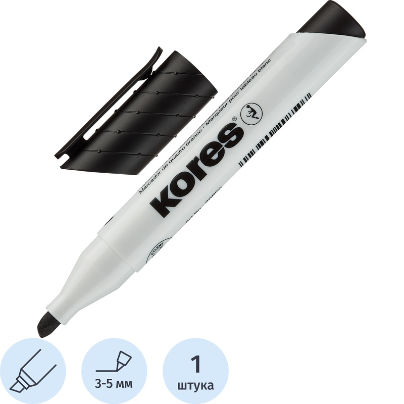 Изображение товара Маркер для досок Kores 20850 скошенный наконечник черный 3-5 мм