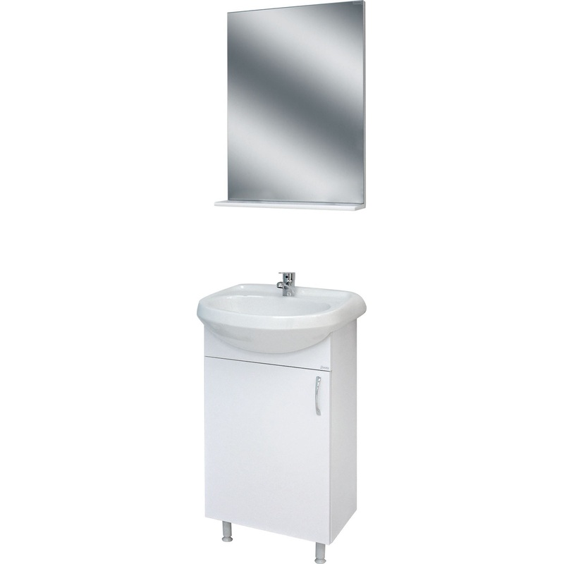 Изображение товара Тумба напольная с зеркалом и умывальником Комплект Лайт 50 белая