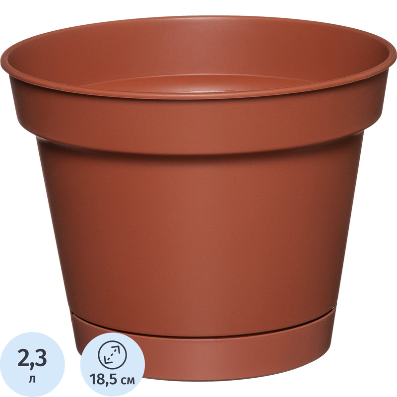 Изображение товара Горшок для цветов Idiland Mint 2.3 л терракотовый с поддоном для дома и улицы