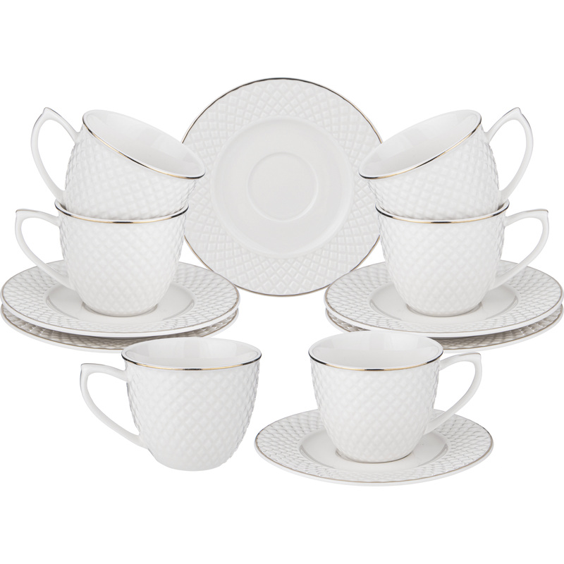 Изображение товара Набор кофейный Lefard Диаманд Голд на 6 персон фарфор (12 предметов)