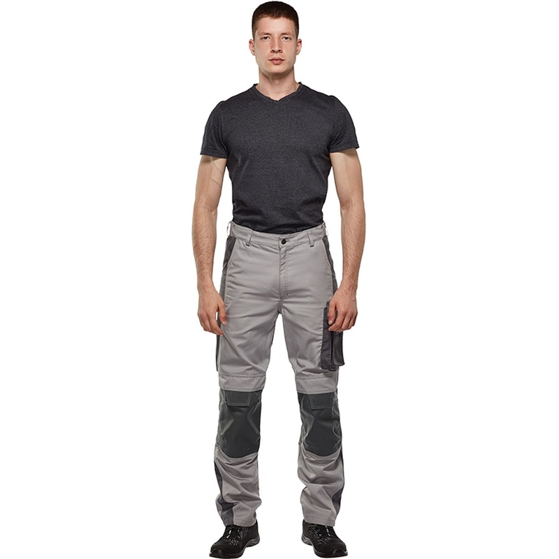 Изображение товара Рабочие летние мужские брюки л33-БР со светоотражающим кантом, серые, размер 64-66