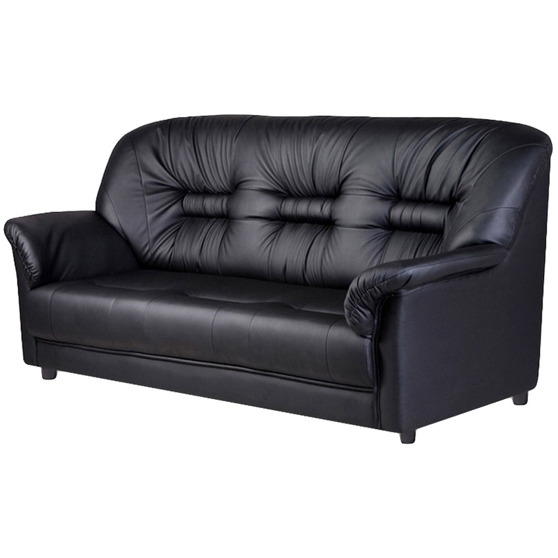 Изображение товара Диван трехместный Chelsea черный (искусственная кожа)