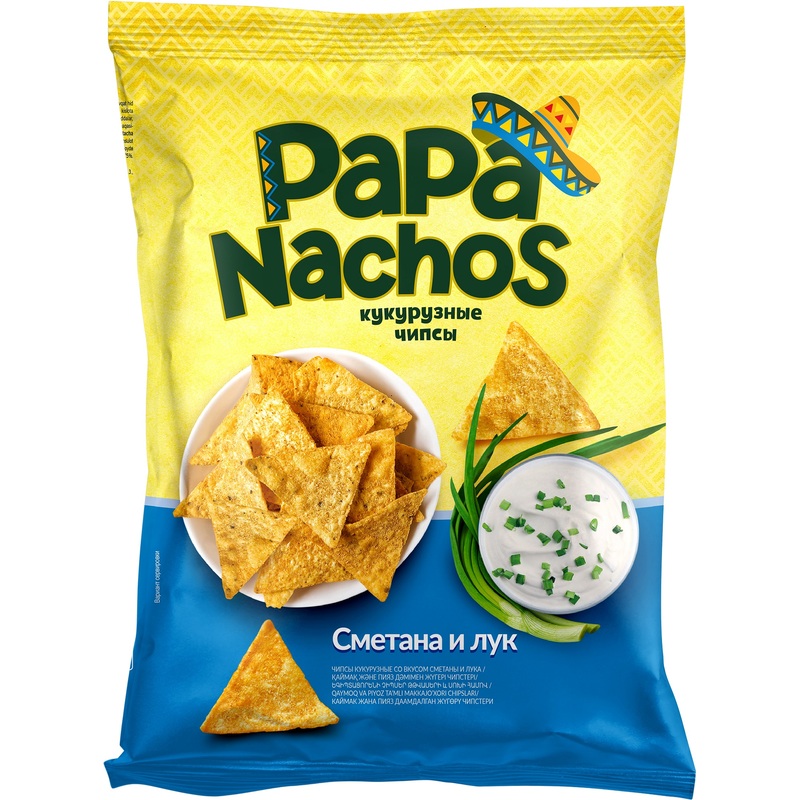 Изображение товара Чипсы Рара Nachos кукурузные со вкусом сметаны и лука 150 г