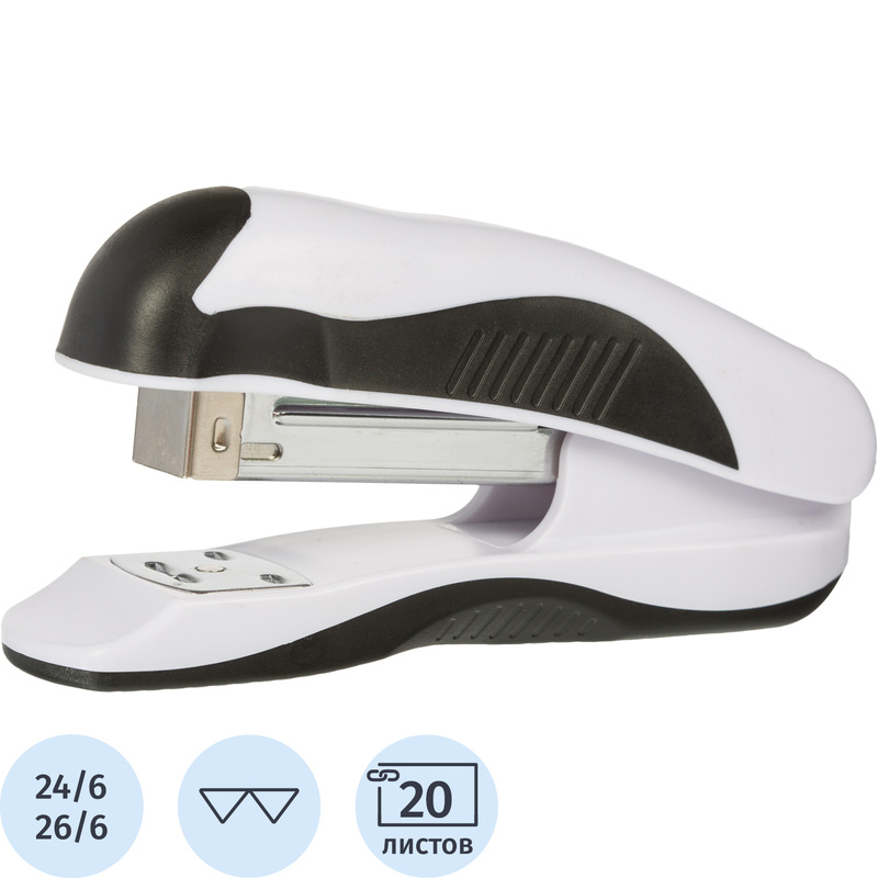 Изображение товара Степлер Attache Master до 20 листов белый/черный (скобы № 24/6, 26/6)