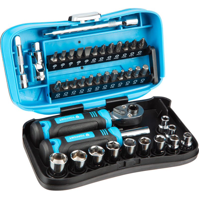 Изображение товара Отвёртка реверсивная TOPFORT с насадками (40 предметов, 9113140)