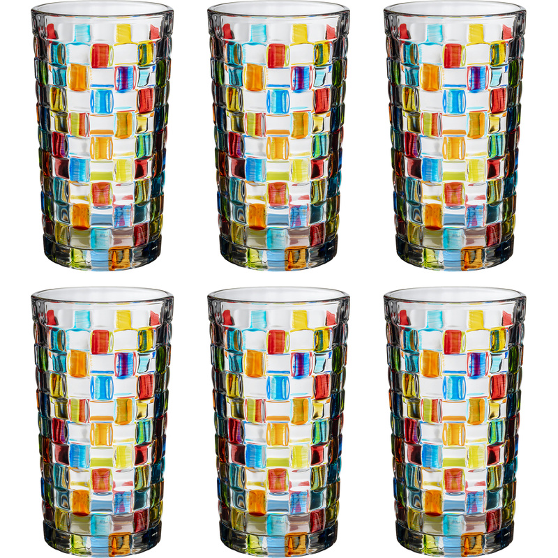 Изображение товара Стакан (хайбол) MGline Мозаик стеклянный 310 мл (6 штук в упаковке)