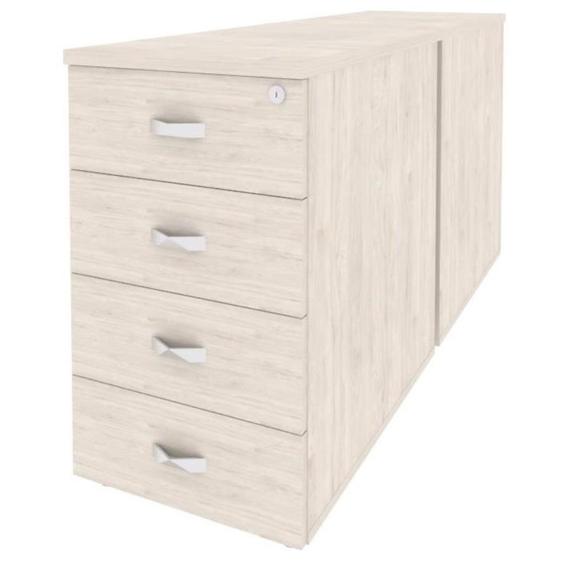 Изображение товара Тумба приставная двойная Onix O.TPO-2.7 с центральным замком, светлый денвер, 8 ящиков