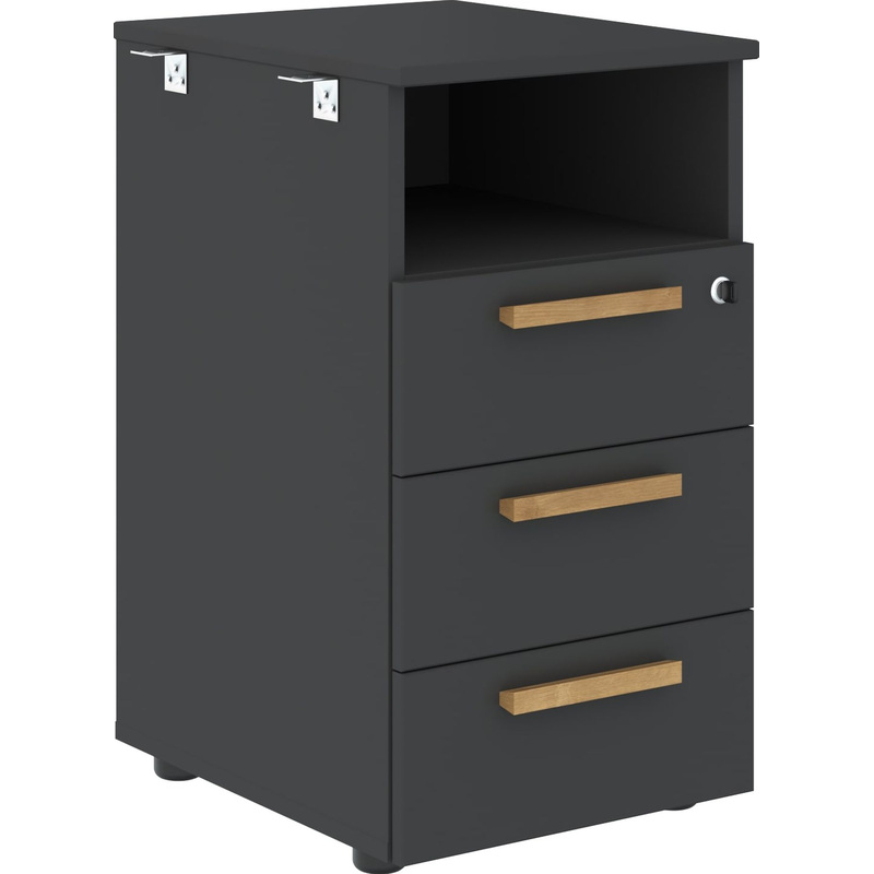 Изображение товара Тумба приставная Forta с центральным замком 408х504х733 мм черный графит