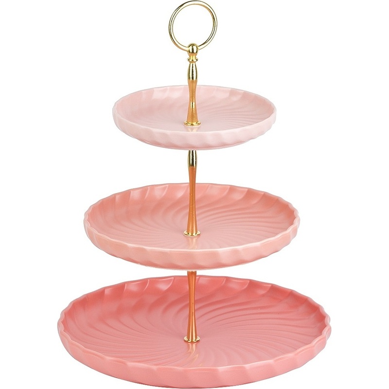 Изображение товара Фруктовница трехъярусная Nouvelle Home Fresh Taste Pink фарфор 26/20.5/15см