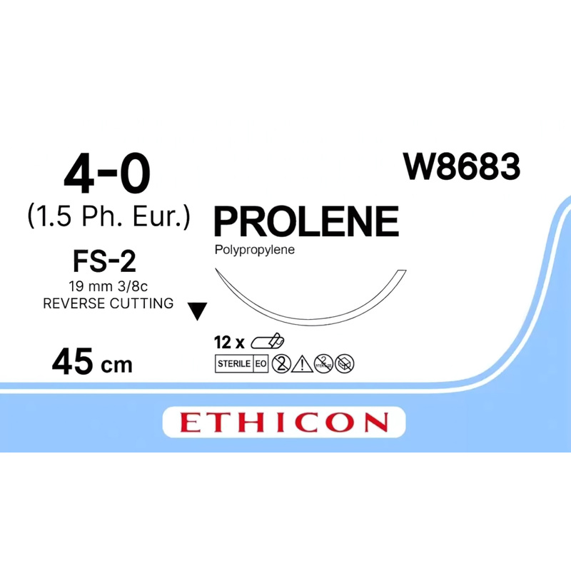 Изображение товара Шовный материал Пролен 4/0 45 см обратно-режущая игла 19 мм 3/8 W8683