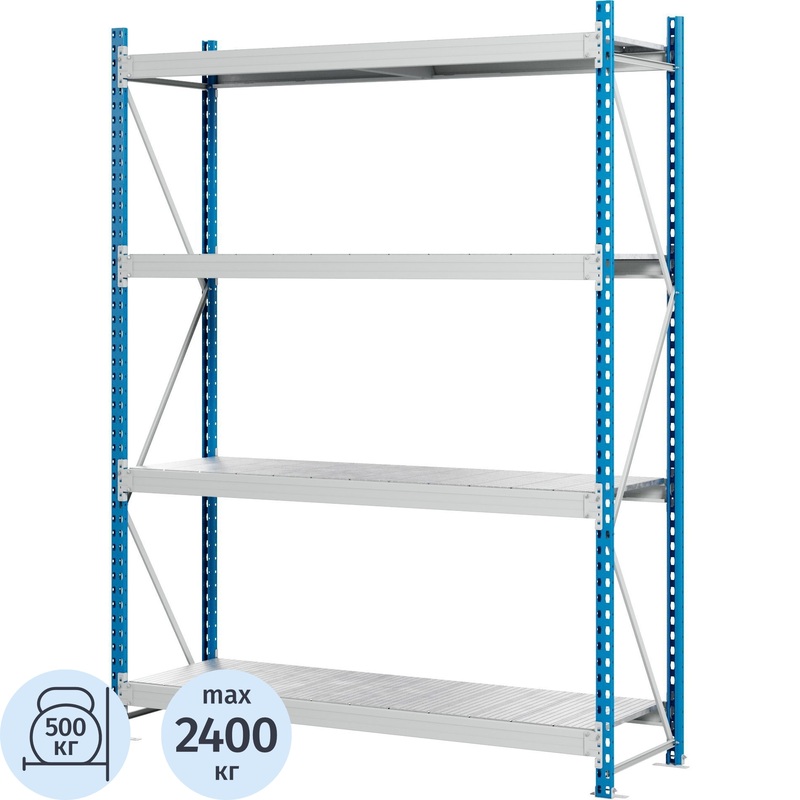 Изображение товара Металлический стеллаж с 4 полками 1800х600х2500 мм Россия