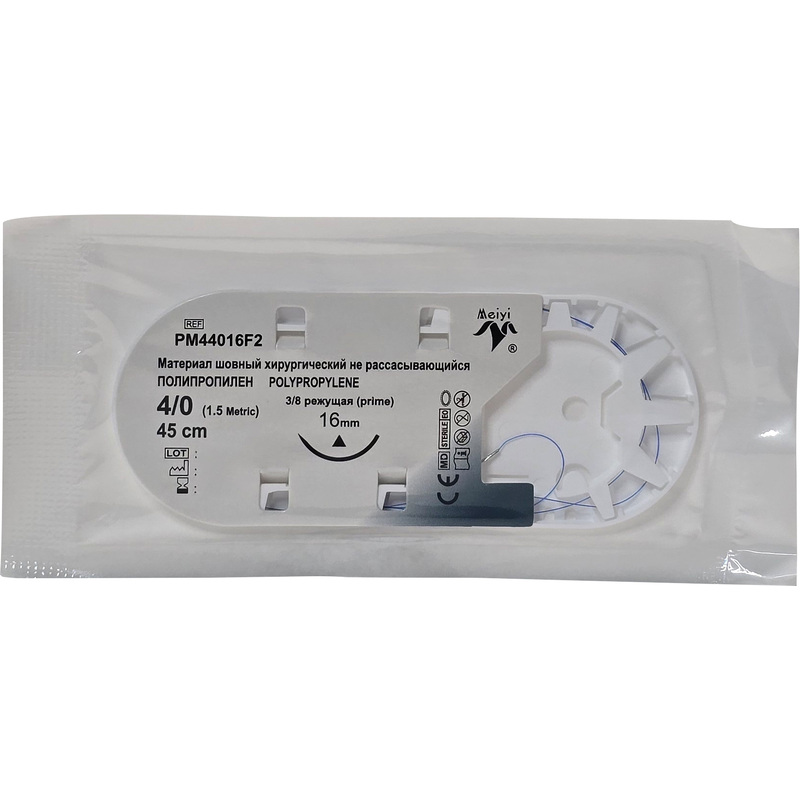 Изображение товара Шовный материал хирургический нерассасывающийся Meiyi USP 4/0 45 см с иглой