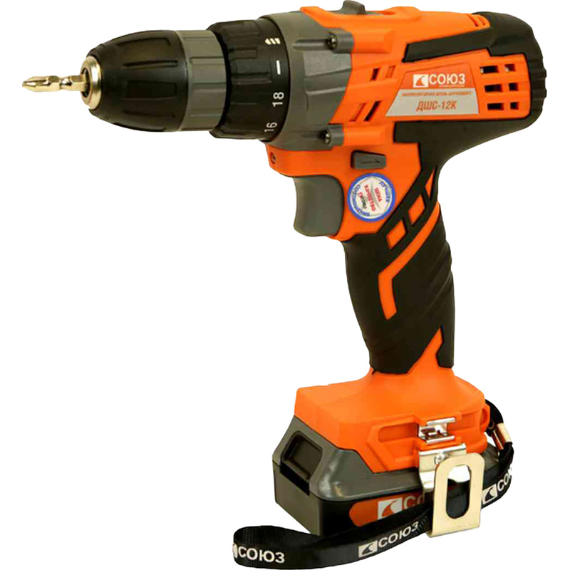 Изображение товара Аккумуляторный шуруповёрт Союз ДШС-12К 12 В 2 Ач с 2 аккумуляторами