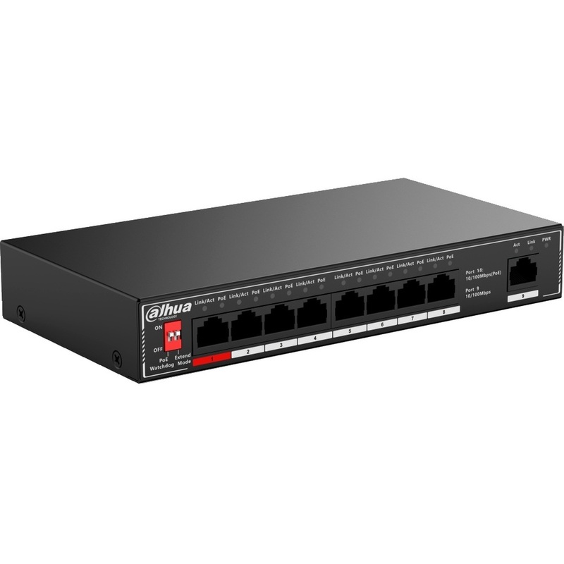 Изображение товара Коммутатор Dahua DH-SF1009P с 9 портами и поддержкой PoE