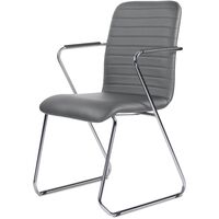 Стул офисный Easy Chair Честер тёмно-серый, экокожа, металл,  хромированный
