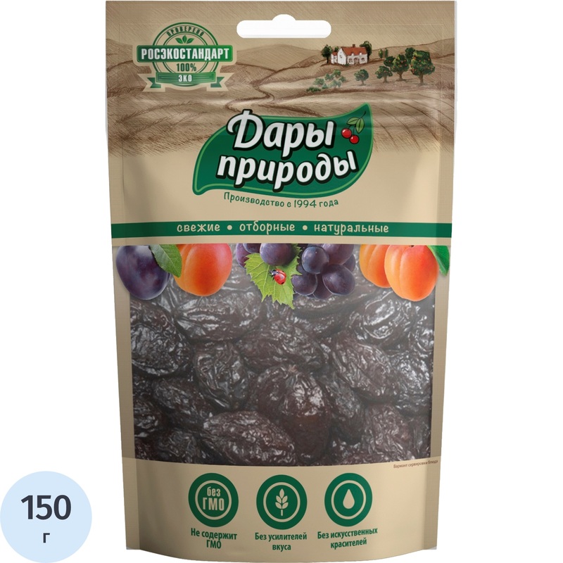 Изображение товара Чернослив Дары природы без косточек 150 г натуральный сухофрукт высокий сорт