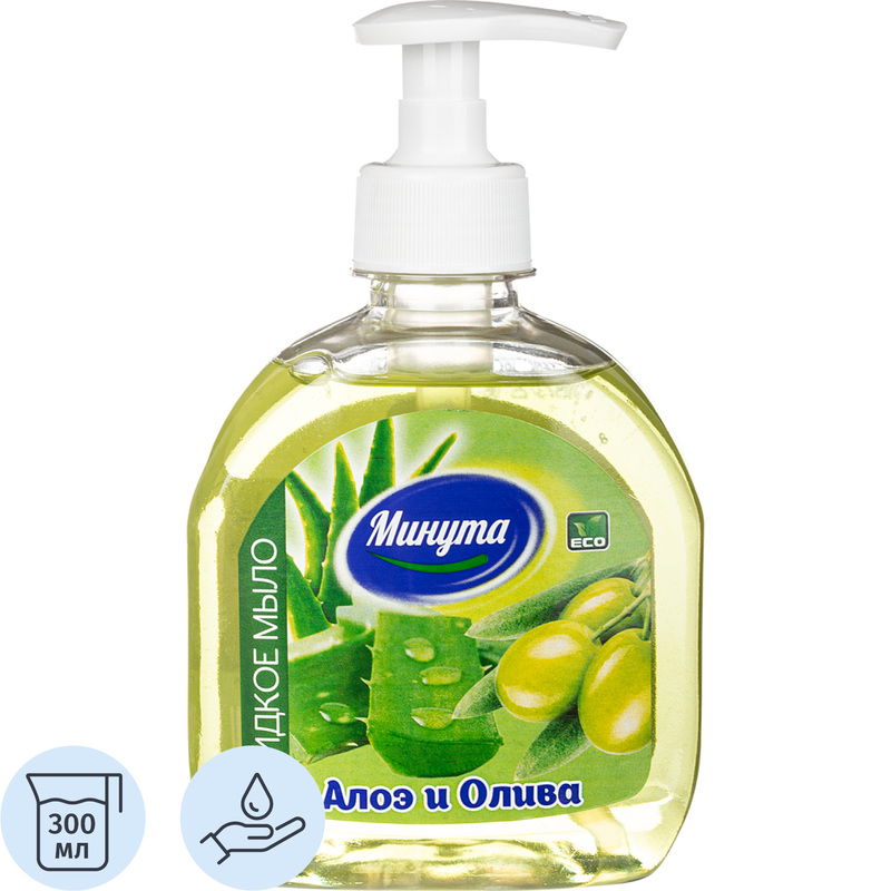 Изображение товара Жидкое мыло Минут Алоэ и олива 300 г для всей семьи