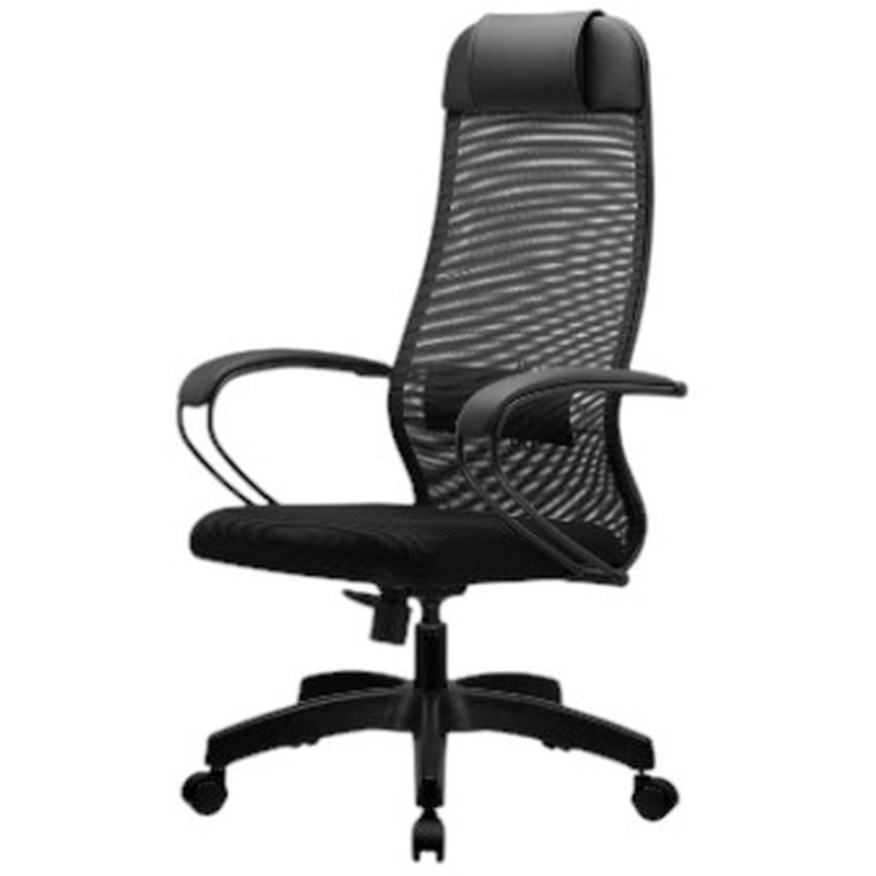 Изображение товара Кресло офисное для руководителя Ergolife чёрное с сеткой и подголовником