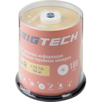 Диск DVD+R BigTech 4.7 ГБ 16x cake box YDVDRB007 (100 штук в упаковке)