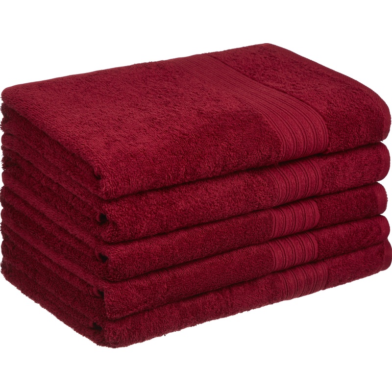 Изображение товара Махровое банное полотенце Luscan 70х140 см бордовое набор из 5 штук