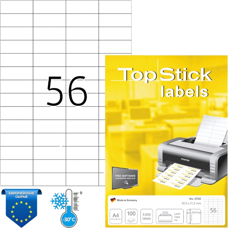 Изображение товара Самоклеящиеся этикетки Herma Topstick 52.5x21.2 мм 56 шт на листе белые