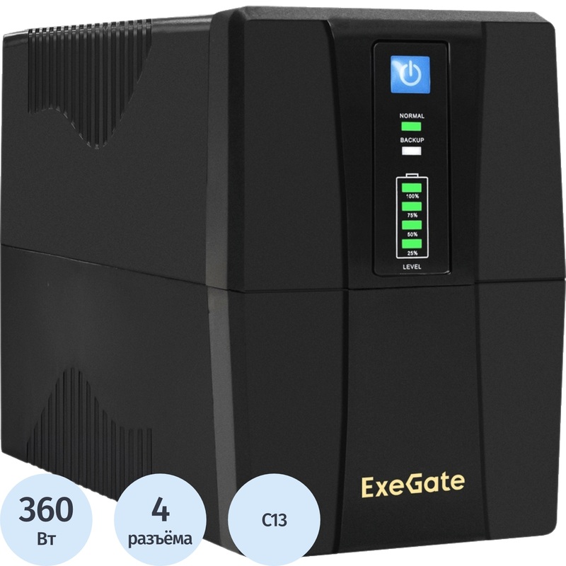Изображение товара Источник бесперебойного питания (ИБП) ExeGate Power Back BNB-650.LED.AVR.4C13 (EP285542RUS) Изображение товара Источник бесперебойного питания (ИБП) ExeGate Power Back BNB-650.LED.AVR.4C13 (EP285542RUS)
