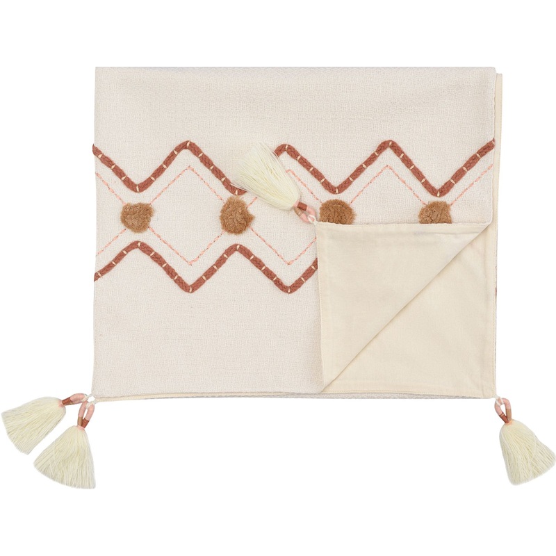 Изображение товара Скатерть Tkano Ethnic Geometry 45х150 см хлопок белая для сервировки интерьера