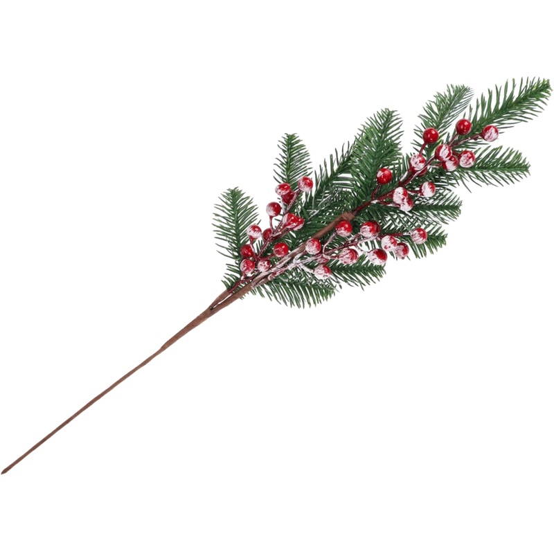 Изображение товара Хвойная ветка Miland Зимняя сказка заснеженная с ягодами 60x15 см