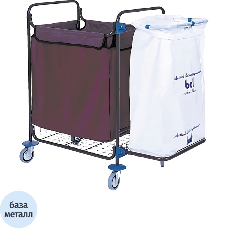 Изображение товара Тележка для сбора белья и мусора Тандем 95.117 с металлической основой и вместительными мешками
