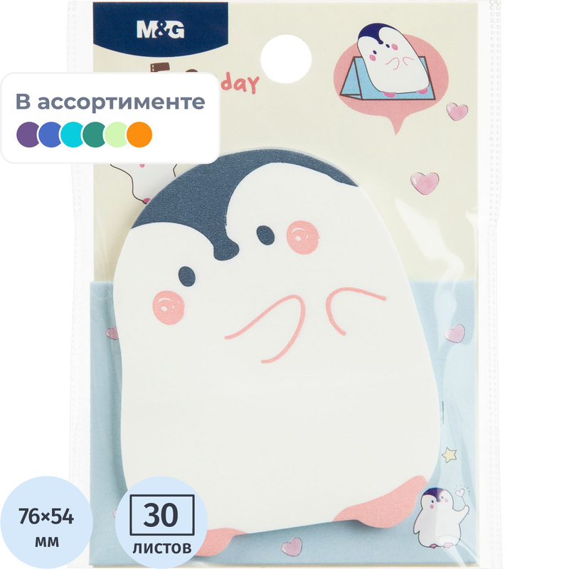 Изображение товара Фигурные стикеры M&G 76x54 мм ассорти 30 листов офис домашние
