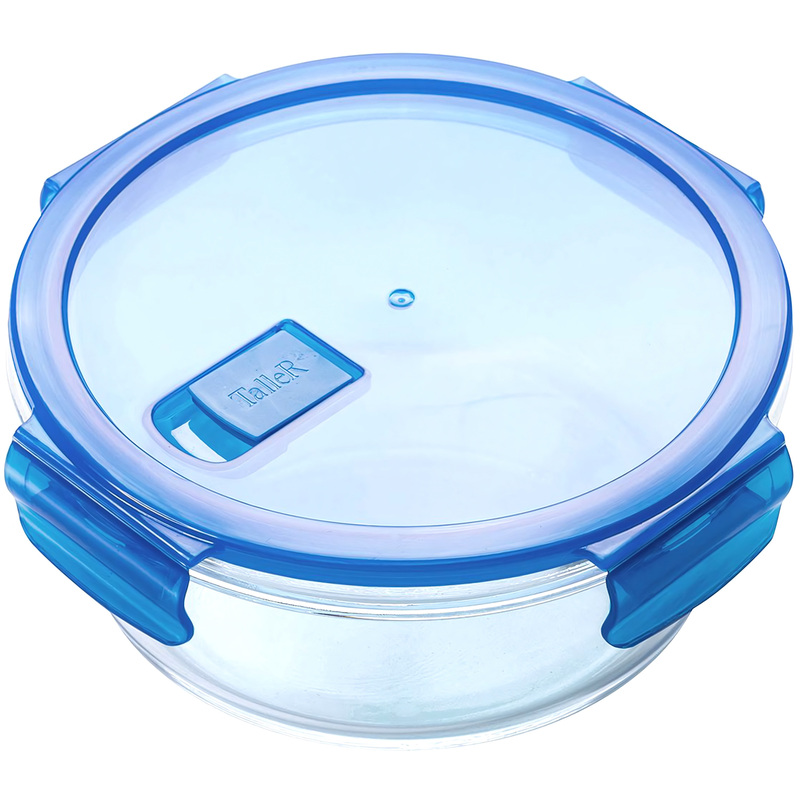 Изображение товара Контейнер стеклянный TalleR 0.95л круглый с четырьмя замками и клапаном