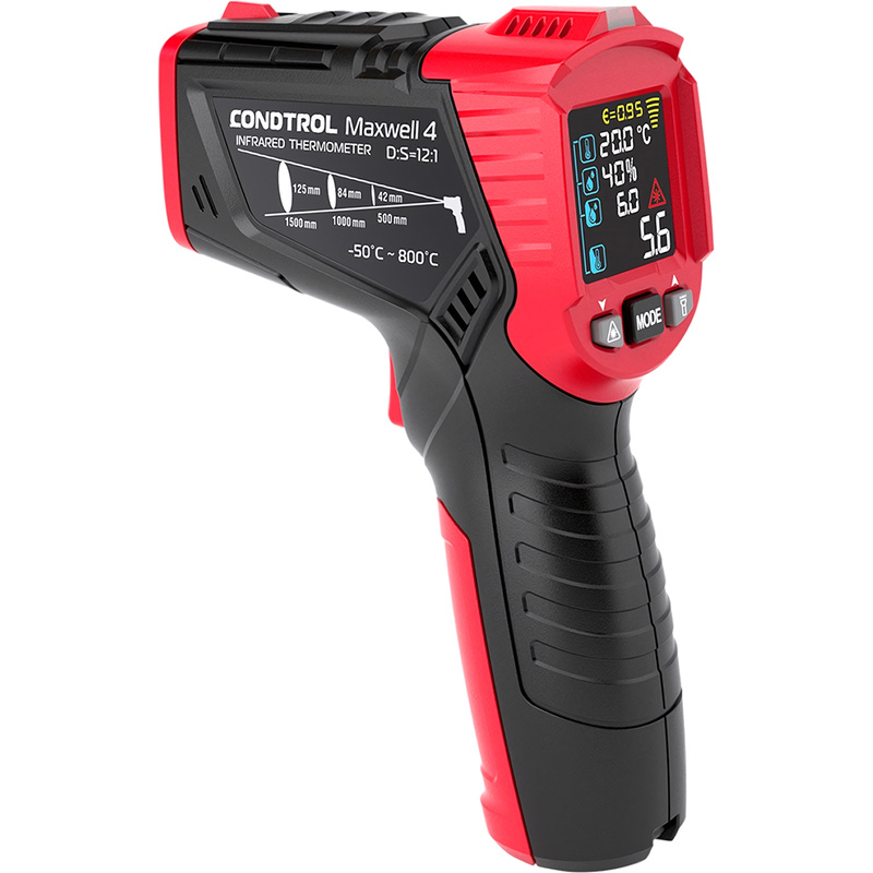 Изображение товара Портативный пирометр Condtrol Maxwell 4 с лазерным наведение и гигрометром от -50 до 800°C