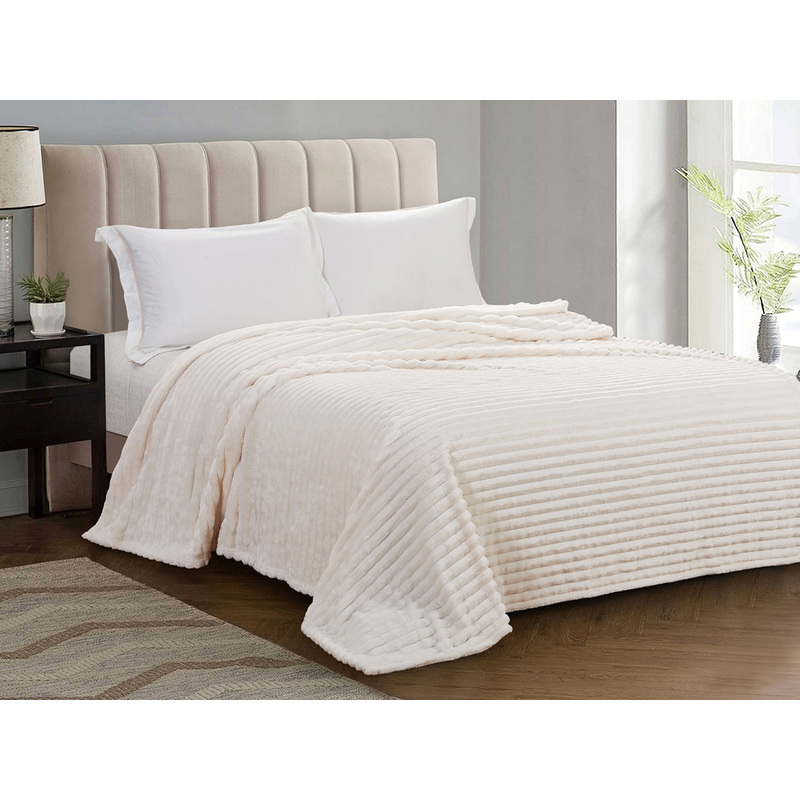 Изображение товара Плед мягкий велсофт Marmari размеры 200x220 см молочный для дома и подарка