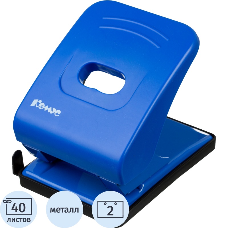 Изображение товара Дырокол Комус Vigor 6365 до 40 листов синий с линейкой