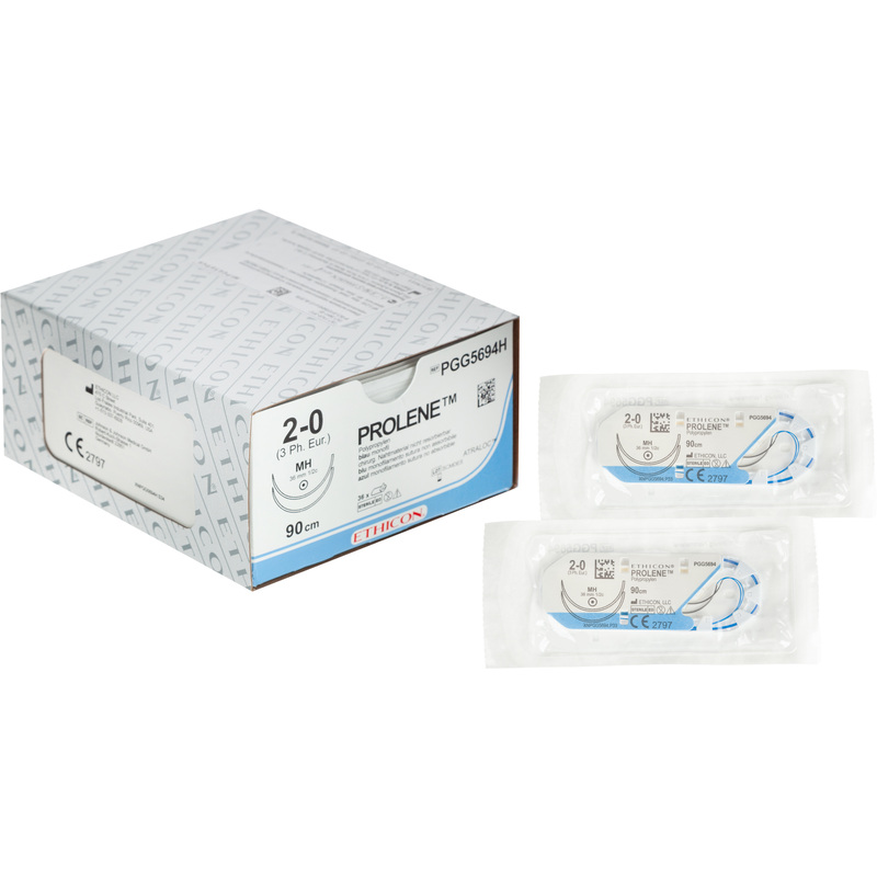 Изображение товара Шовный материал Пролен 2/0 90 см колющая игла 36 мм x 2 1/2 36 штук