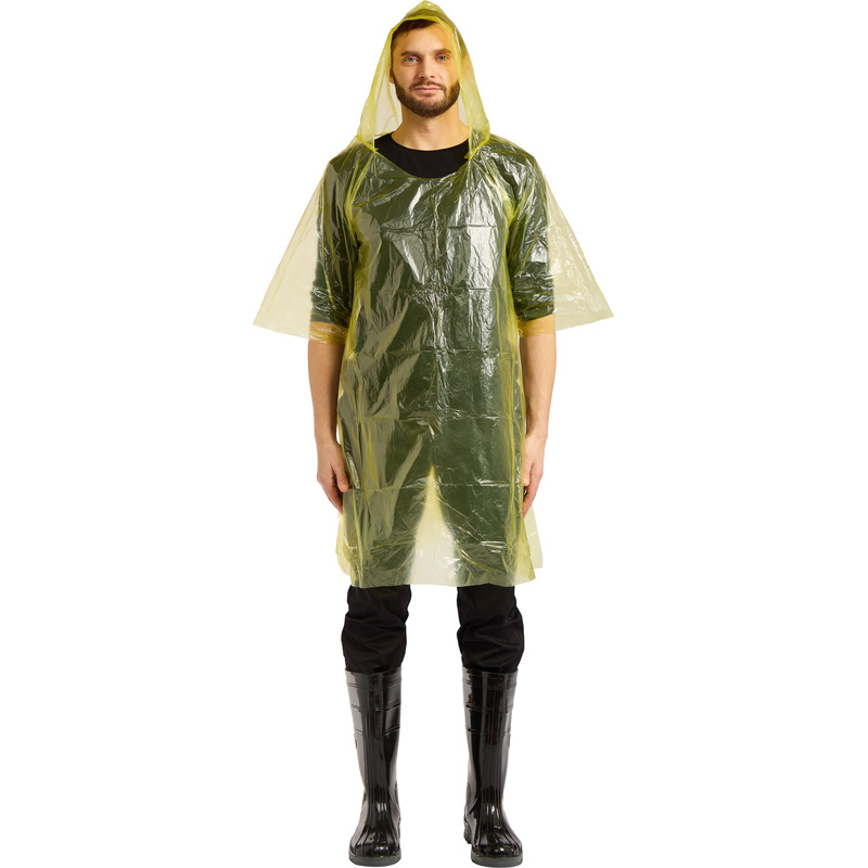 Изображение товара Плащ дождевик полиэтиленовый пончо жёлтый размер XL