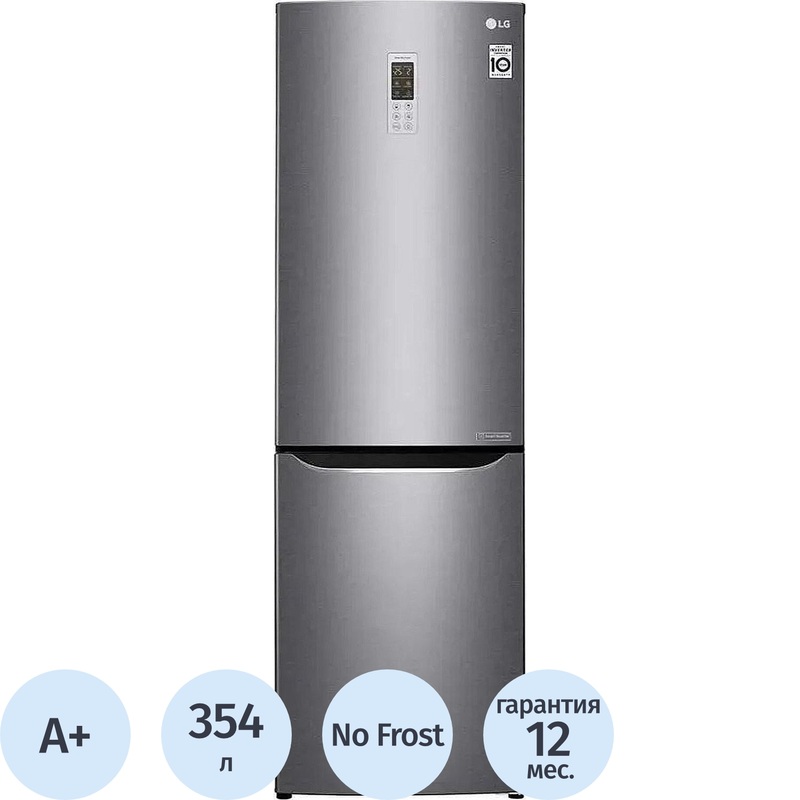Изображение товара Двухкамерный холодильник LG GA-B419SLGL темно-серый 354л no frost инвертор