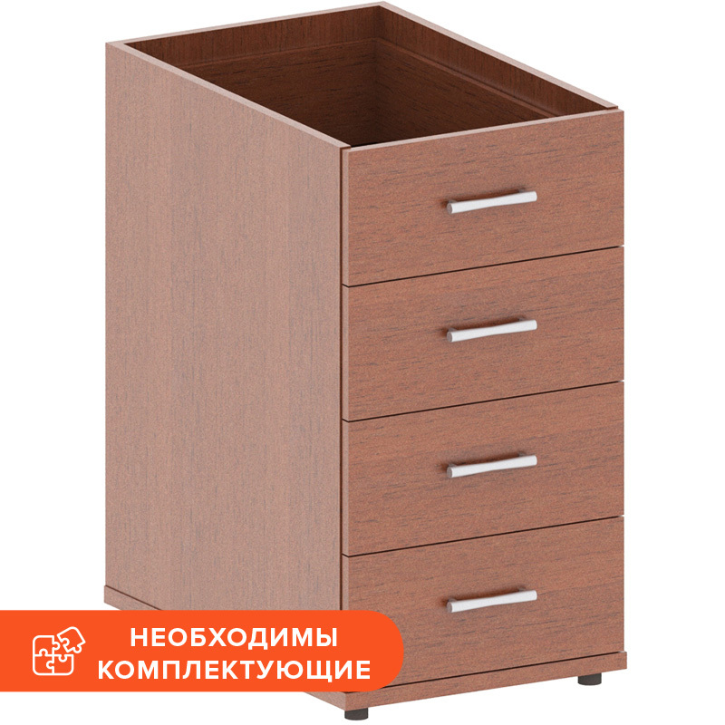 Изображение товара Тумба приставная Монолит без топа орех гварнери 400x595x750 мм 4 ящика