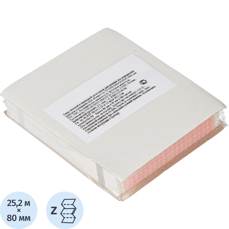 Изображение товара Бумага для ЭКГ HelliGE Mac-400 80x90 мм 280 листов для электрокардиографов