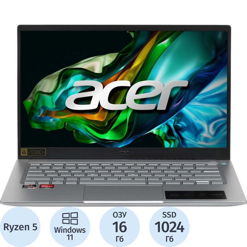 Изображение товара Ноутбук Acer Swift Go SFG14-41-R3D8 14 USB-C Wi-Fi Bluetooth Windows 11