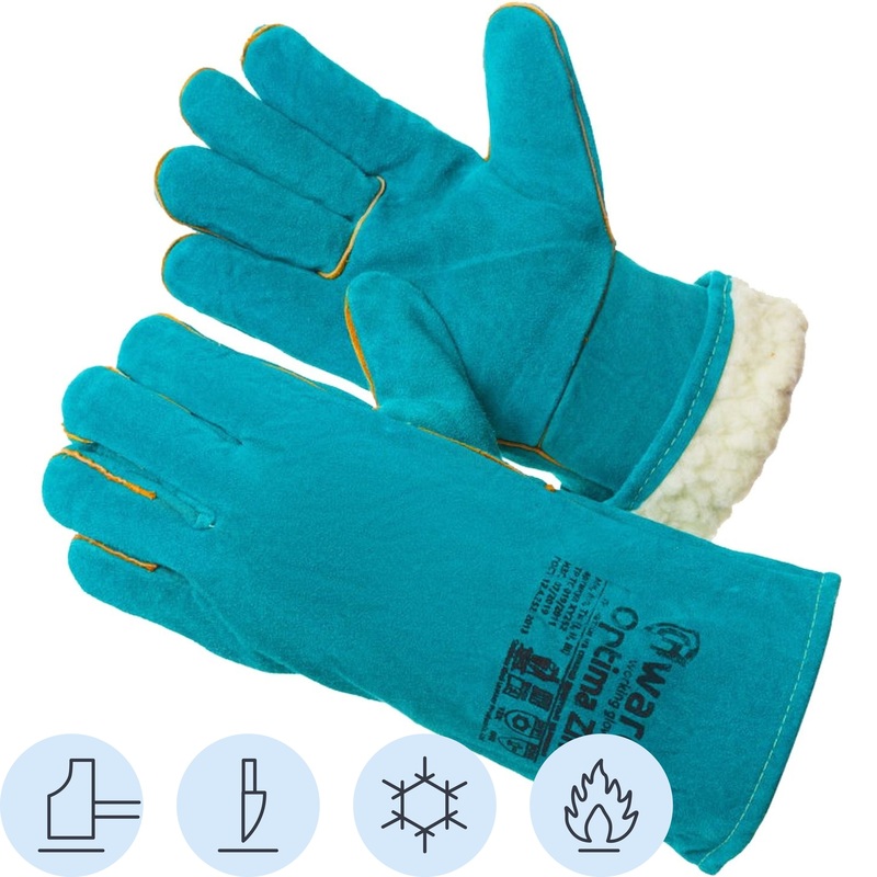 Изображение товара Краги спилковые Gward Optima Zima XY253 утепленные пятипалые зеленые