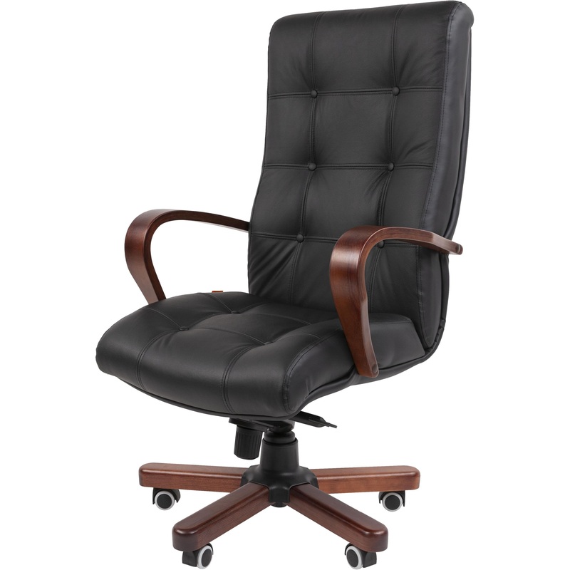 Изображение товара Кресло для руководителя Chairman 424WD из натуральной кожи с металлом чёрное