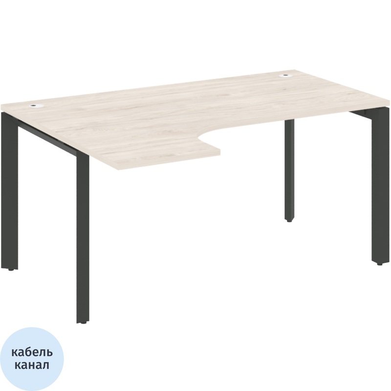 Изображение товара Эргономичный офисный левый стол ONIX-П O.MP-SA-4L 1580х1180х750 мм светлый/антрацит
