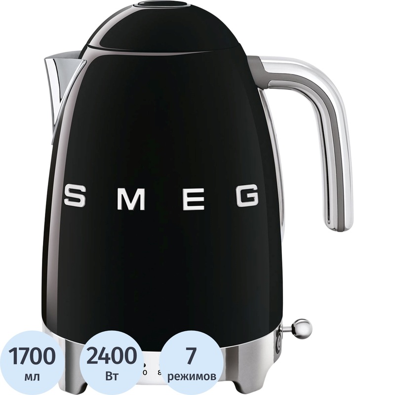 Изображение товара Электрический чайник Smeg KLF04BLEU чёрный с фильтром нержавеющая сталь 1.7 л